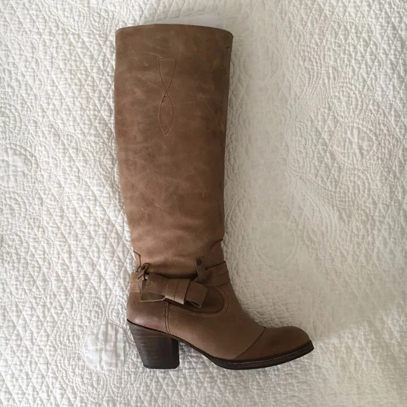 Anthropologie SixtySeven 67 Martingale Bow Leather Riding Boots Brown Women's - Picture 5 of 16